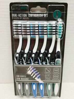 🌼4/$10🌼 NIP LOMI MEN Dual-Action Toothbrush Set Ultra Soft Bristles - 6 Pack